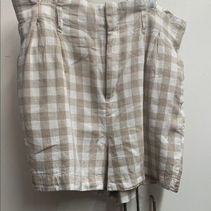 Beige Checkered Shorts